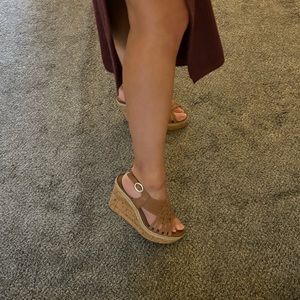 LEAVING CLOSET!! Accepting almost any offer! FRANCO SARTO LEATHER WEDGE SANDAL